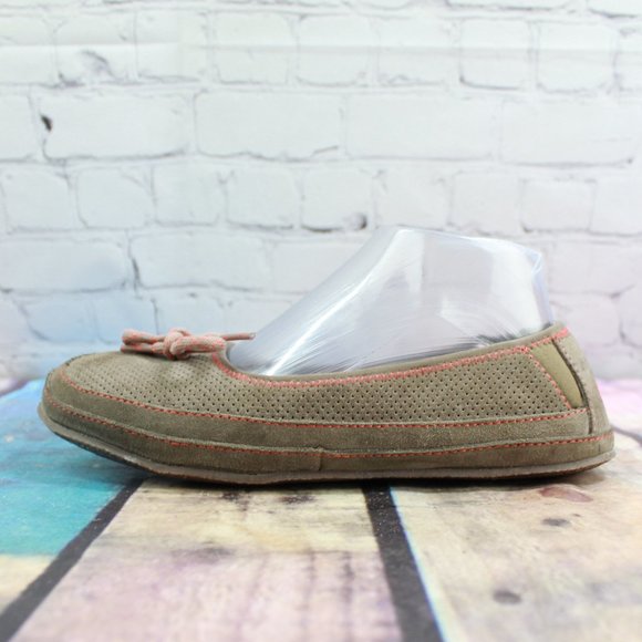 L.L. Bean Shoes - LL Bean Hearthside Brown Suede Fleece Lines Slippers Ballet Shoes 7 M